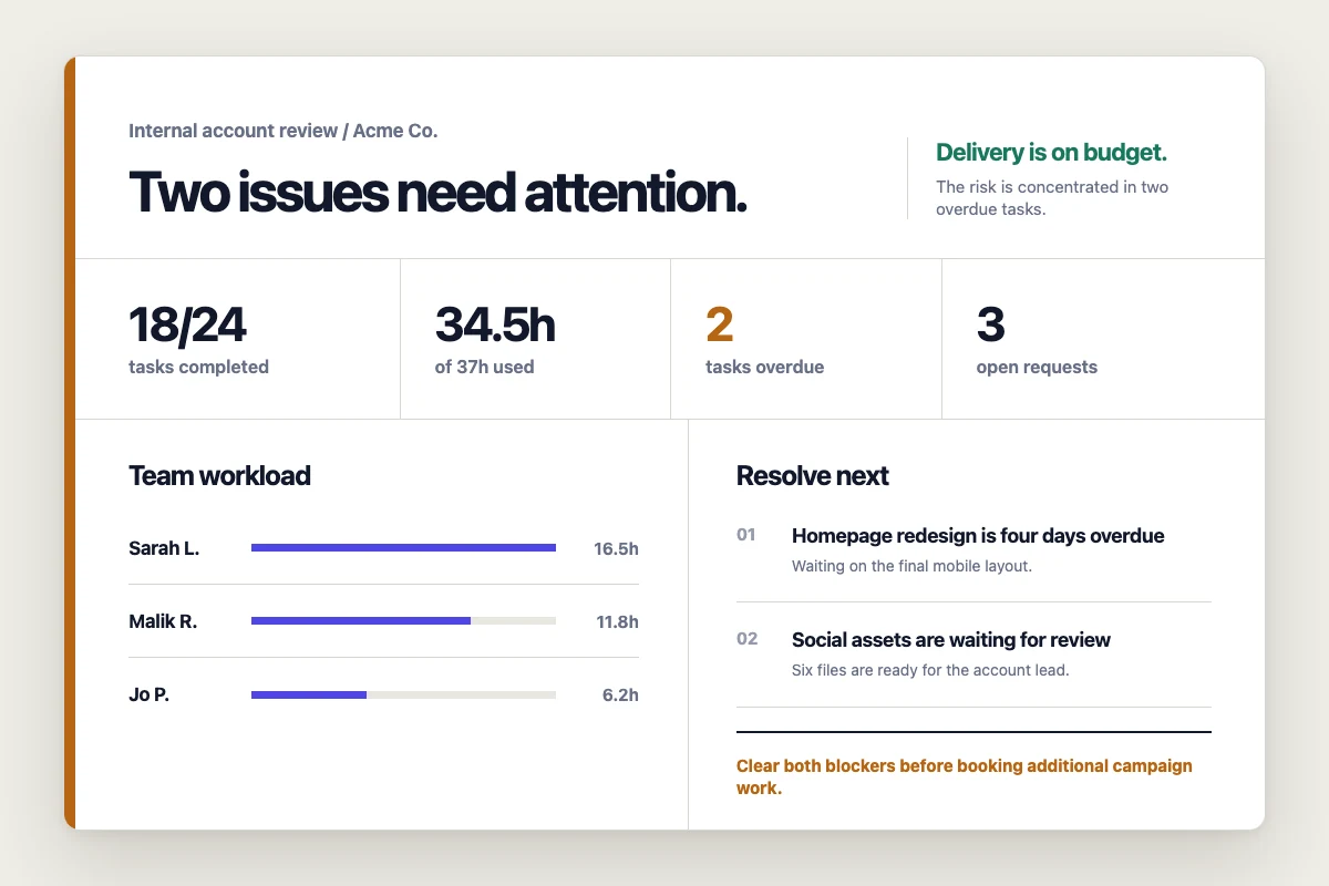 Account Health Report Template for Internal Reviews
