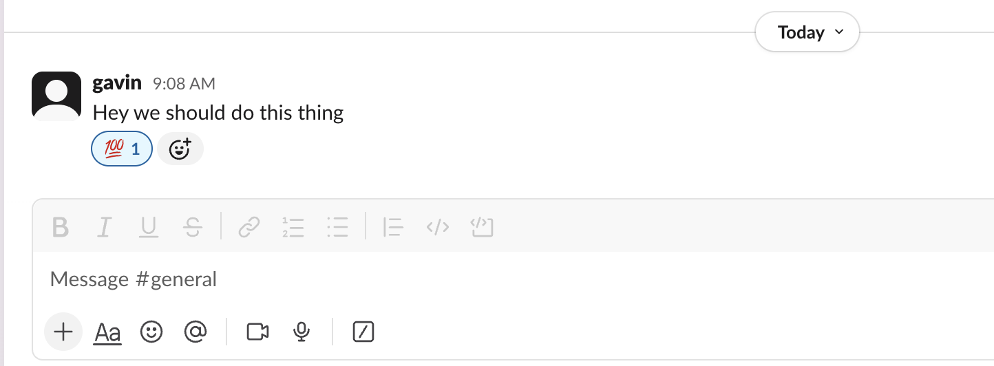 Slack Message -> Emoji reaction :thumbs_up -> Lifted Work Task